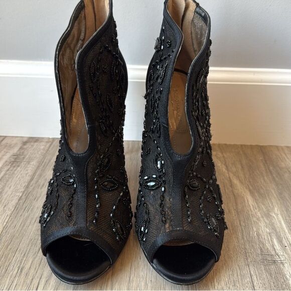 BCBMAXAZRIA 10 Deedie Lace Mesh Peep Toe Booties Stilettos - Picture 3 of 8